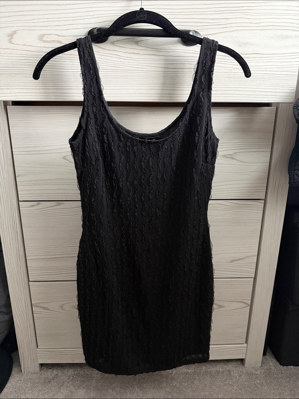 Soprano Black Textured Sleeveless Bodycon Dress